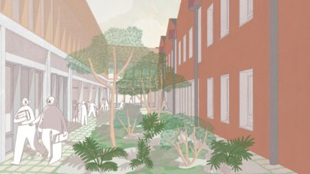 architecture et patio lycée de la Mode